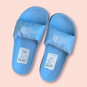 NEW: Baby Blue North Face Puffer Slides